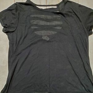 Black Mesh High-Low Athletic Top
